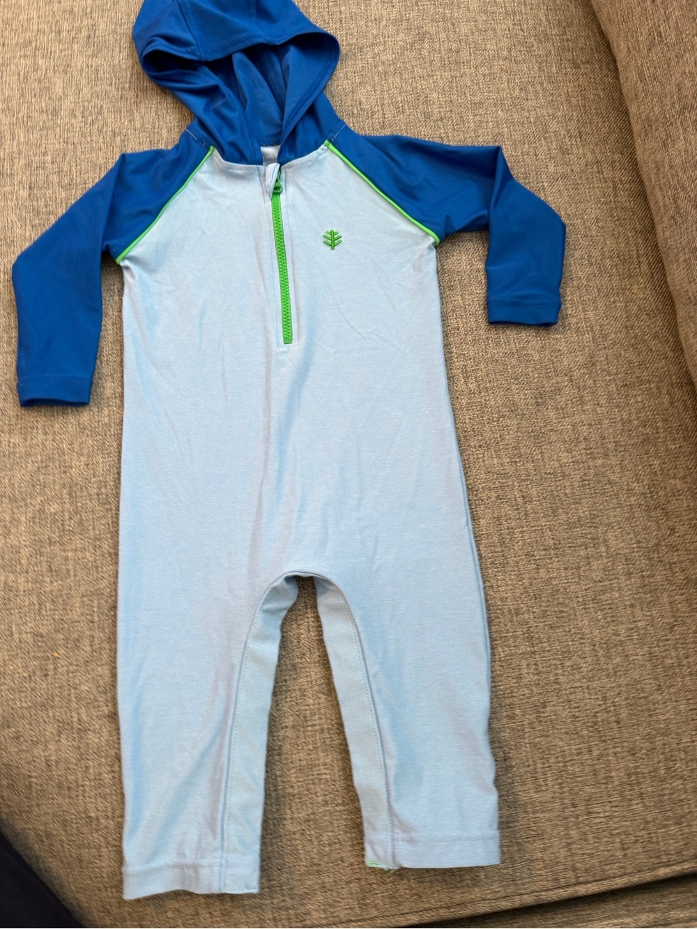 Coolibar Light Blue & Royal Blue Hooded Rashguard One-Piece UPF 50+ Size 6-12m